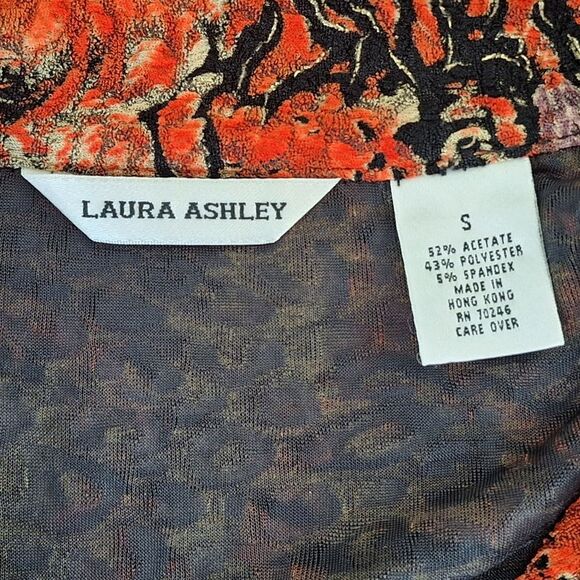 Laura Ashley Slinky Button Front Blouse Stretch Brocade Top Shacket Lined VTG S - Picture 6 of 12